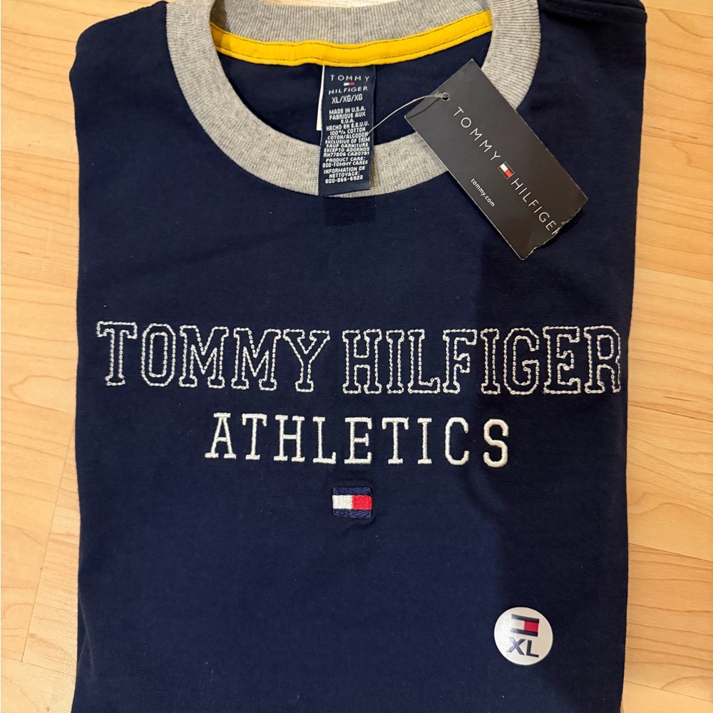 Tommy Hilfiger Navy and Gray Athletics Tee